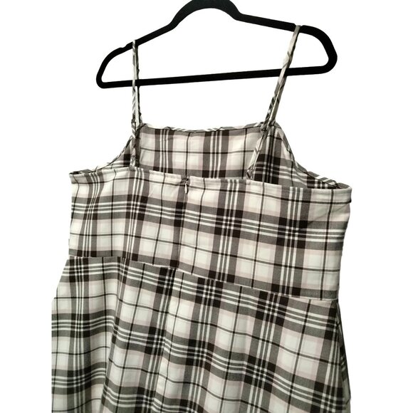 BP Plaid Adjustable Spaghetti Strap Dress With Front Split & Back Zip Size 2X - Picture 10 of 12